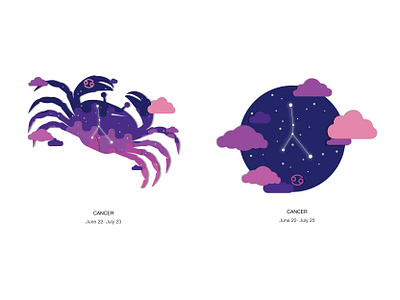 Zodiac Cancer crab design illustration space vector zodiac