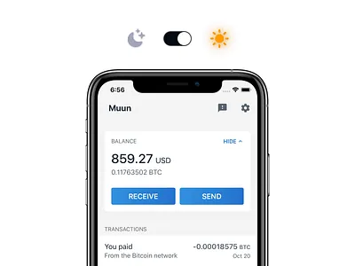Muun Dark Mode bitcoin dark theme dark ui ios iphone mobile ui muun