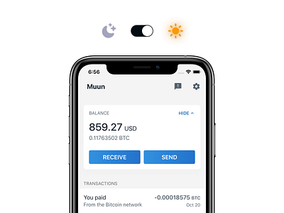 Muun Dark Mode bitcoin dark theme dark ui ios iphone mobile ui muun