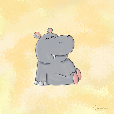 Hipopótamo art drawing illustration wacom