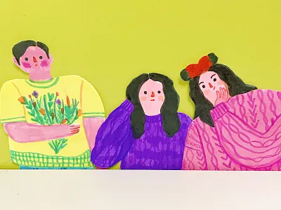 Character branding character design hand painted illustration people typography