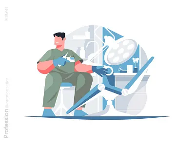 Dental office illustration character dental dentist flat illustration kit8 man office vector workplace