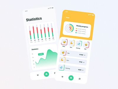 Weekly progress app card cards feed fly ios motion graphics nature navigation progress relax scroll statistic travel travel app ui ux