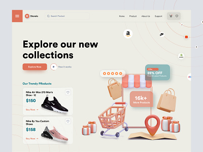 E-commerce Landing Page - Hero Section design system dribbble best shot ecommerce home page interface landing page online shop product page shop shopify shopify store shopping shopping app store ui uiux web web design website website design woocommerce