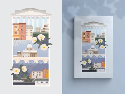 Rome Postcard apartments colosseum cool colors flowers illustration illustrator metro poppies postcard rome weekly warmup weeklywarmup white poppies