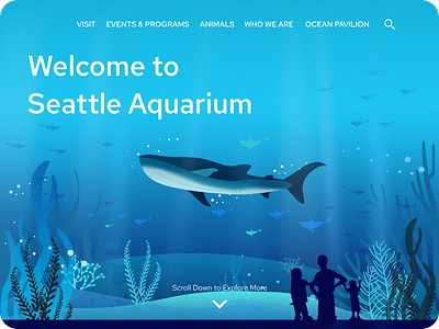 Landing page aquarium branding dailyui design flat illustration illustrator landingpage logo ocean ui vector web webdesign