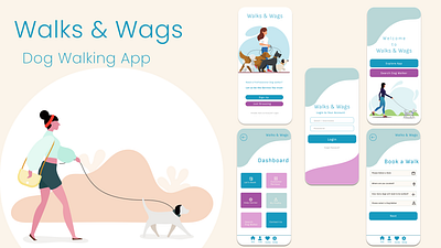 Dog Walking Application app application case study dog walking app graphic design mobile ux