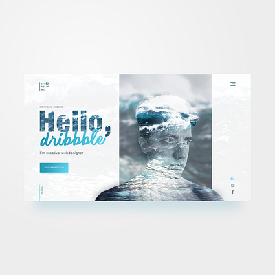 Portfolio website concept shot blue concept design doubleexposure ui ux waves web webdesign