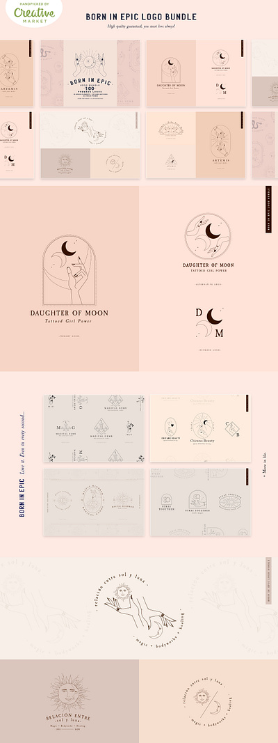 Bestseller Mystic Bundle - 99% OFF black and white boutique logo branding dream epic florals hand logo magical moodboard moonlight moons moonshine mystic soul sun