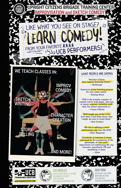 UCB Training Center Poster comedy comedy club graphic design informational poster art