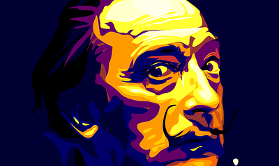 Dali face illustration portrait art salvador dali vector art