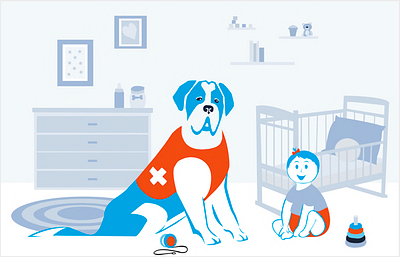 Toddler and Dog Branding animation branding design detail dog illustration toddler ui vector