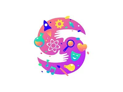 Space Kids astronaut branding creativity fun icon kids kindergarten left brain logo monogram music right brain school science space symbol