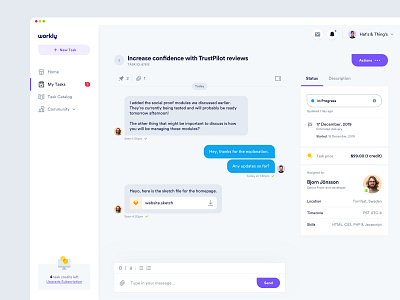 Workly - Task Management app chat dashboard design design system destkop inbox interface message messaging product design shopify style guide task management ui user experience user interface ux web web design