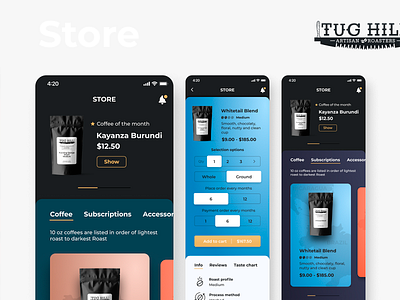 Tug Hill ☕️ Store app branding coffee design keef order store tughill ui ux