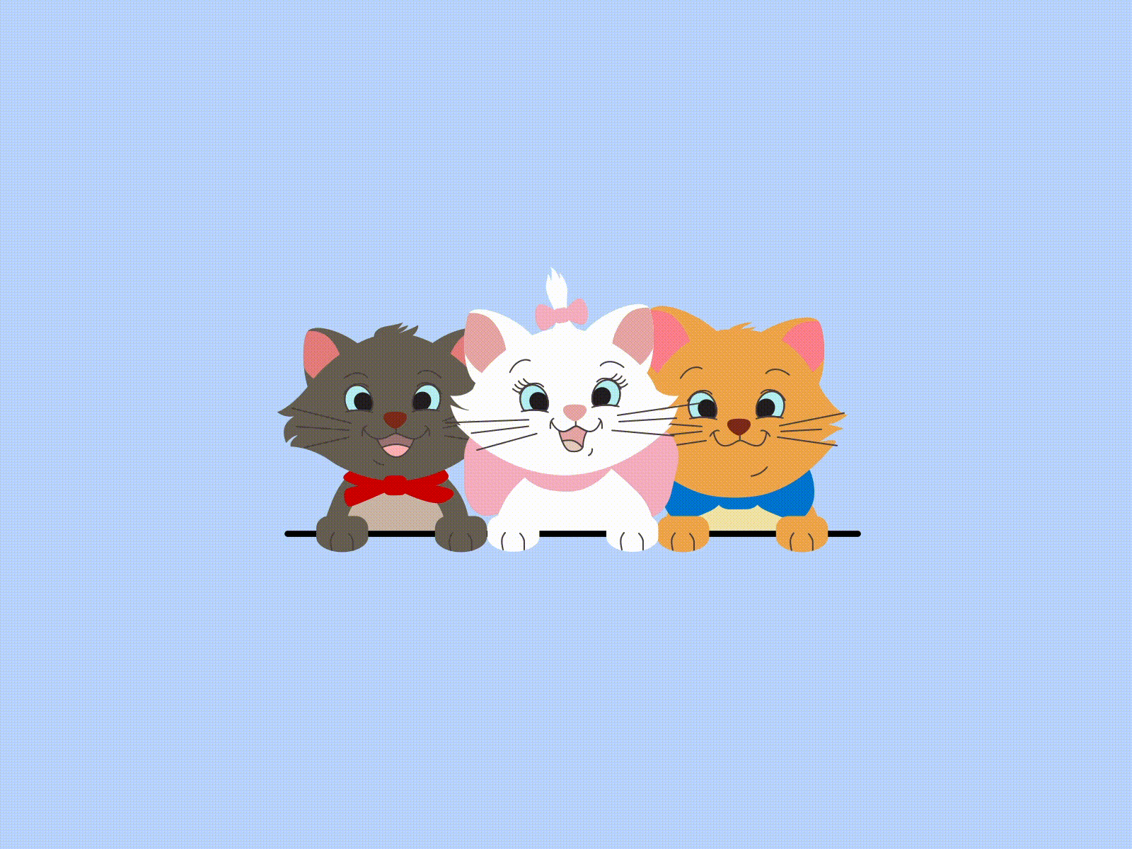 Aristocats 2020 2d after effects animated animation cartoon cat cats character design disney flat gif illustration illustrator minimal vector