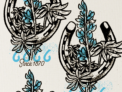 Horseshoes and Blue Bonnets design horseshoe illustration plant texture tshirt vintage