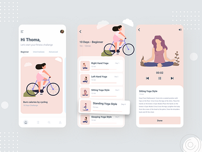 Yoga Fitness App app app design clean fitness app flat gym illustration ios minimal mobile typhography ui ux design yoga yoga pose