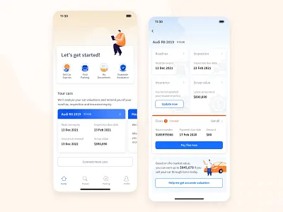 Car Management App car car ownership clean concept design landing screen mobile app ui uiux user experience user interface