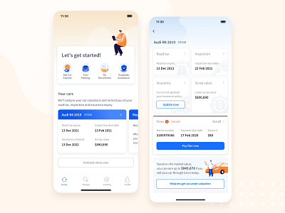 Car Management App car car ownership clean concept design landing screen mobile app ui uiux user experience user interface