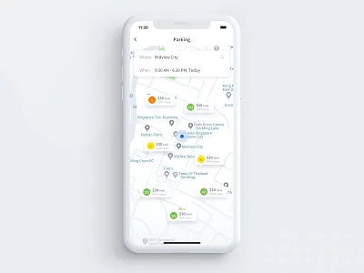 Parking App car car ownership clean concept design high fidelity map mobile app parking ui ux
