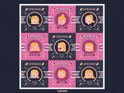 Expressions practice，cute cake cute design flat girl illustration