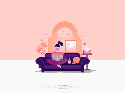 WORK FROM HOME animation art design flat illustration illustrator minimal type vector