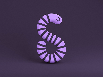 Snakey Letter S 36daysoftype 36daysoftype07 3d animation boi c4d cinema 4d cinema4d letter s loop minimal octane simple smile smiley snake snek squishy typedesign typography