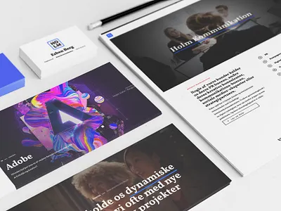 Holm | PR Agency blue logo design montserrat visual identity vollkorn web design