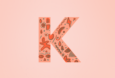 Letter K abstract colourful design fun geometric illustration initial letter procreate shapes texture type