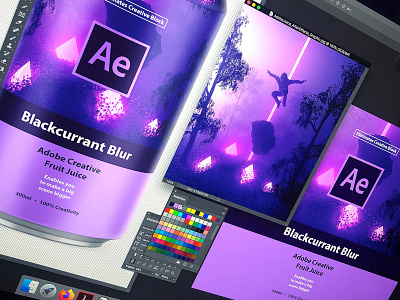 Adobe Creative Fruit Juice | Blackcurrant Blur adobe adobe aftereffects aftereffects branding can design can mockup drink logo packaging space