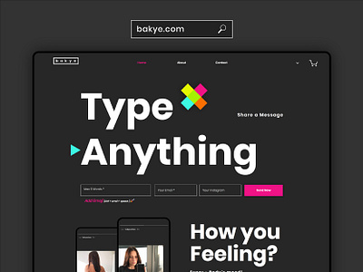 <bakye> Website Landing Page_Type Anything branding browser clothing concept configurator dark mode design home icon interface landing logo product typo typography ui ux vector web website