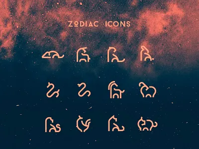 Zodiac Icons animal icon icon design line minimal shape ui zodiac zodiac sign