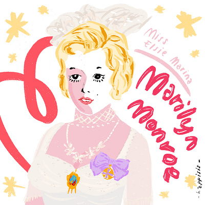 Marilyn Monroe as Miss Elsie Marina girls illustration illustrator marilyn monroe movie portrait