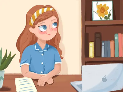 Illustration book flower girl illustration study