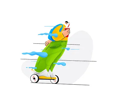 Guy on a gyro character design illustration lineart texture