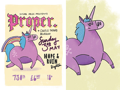 Proper Poster gig poster illustration music poster procreate unicorn