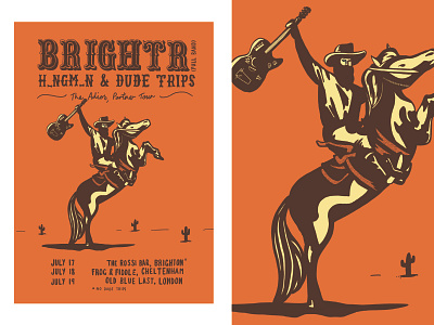 Brightr Cowboy gig poster illustration music poster print