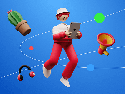 Superscene 3D Constructor 3d app application bright characters colorful constructor design elements illustrations landing launch presentation project scene startup ui web website