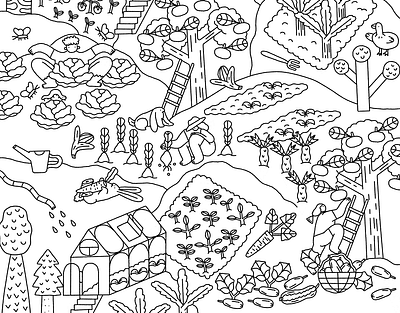 Colouring page children children book illustration childrens books childrensillustration colouringposter kids illustration lineart vegetables