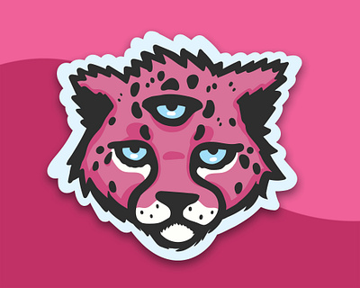 Three Eyed Cheetah - Sticker Illustration 3 eyes animal cat cheetah design dribbble hipster illustration johannesburg south africa south african sticker sticker design wild cat wildlife