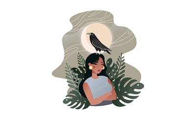 The girl with the Raven art artist girl girl illustration illustration illustration art illustrations raven vector