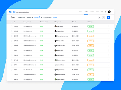 CRM system color creative crm design system table trendy ui uidesign web webdesign