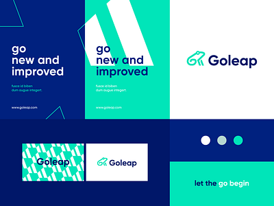 Goleap - identity system abstract branding clever flat frog icon identity letter logo mark minimal pattern technology typeface typogaphy