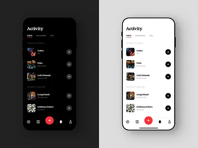 Passant Activity Screen activity app brand coffee dark design food interface ios iphone list minimal product design restaurant simple ui ui design ux ux design venue