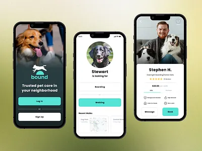 Bound - Dog Walking Case Study case study dog walking ui