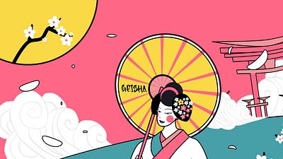 Geisha character design digital art geisha illustration illustrator moho vector