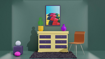 Interior Scene - 3D Experiment 3d 3d illustration abstract blender c4d design desk illustration interior render ui ux web