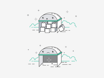 Warehouse Situation box boxes character character concept character design creative design cute design empty illustration line art minimalistic outlined vector vector art warehouse web