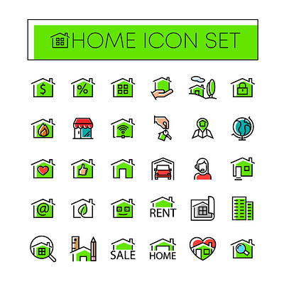 home icon with color design home icon icons set vector